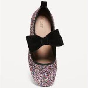 Old Navy Glittery Kids Shoes Multi Color with Velvet Black Bow Mary Janes 4Y NWT